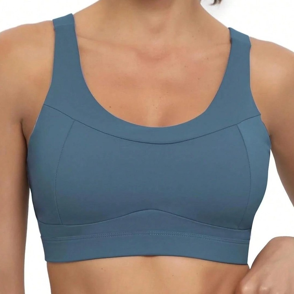 Running Girl High Impact Racerback Workout Padded Sports Bra Large Blue Gym Girl